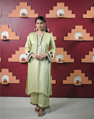 Pastel Green Aari Kurta Set