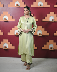 Pastel Green Aari Kurta Set