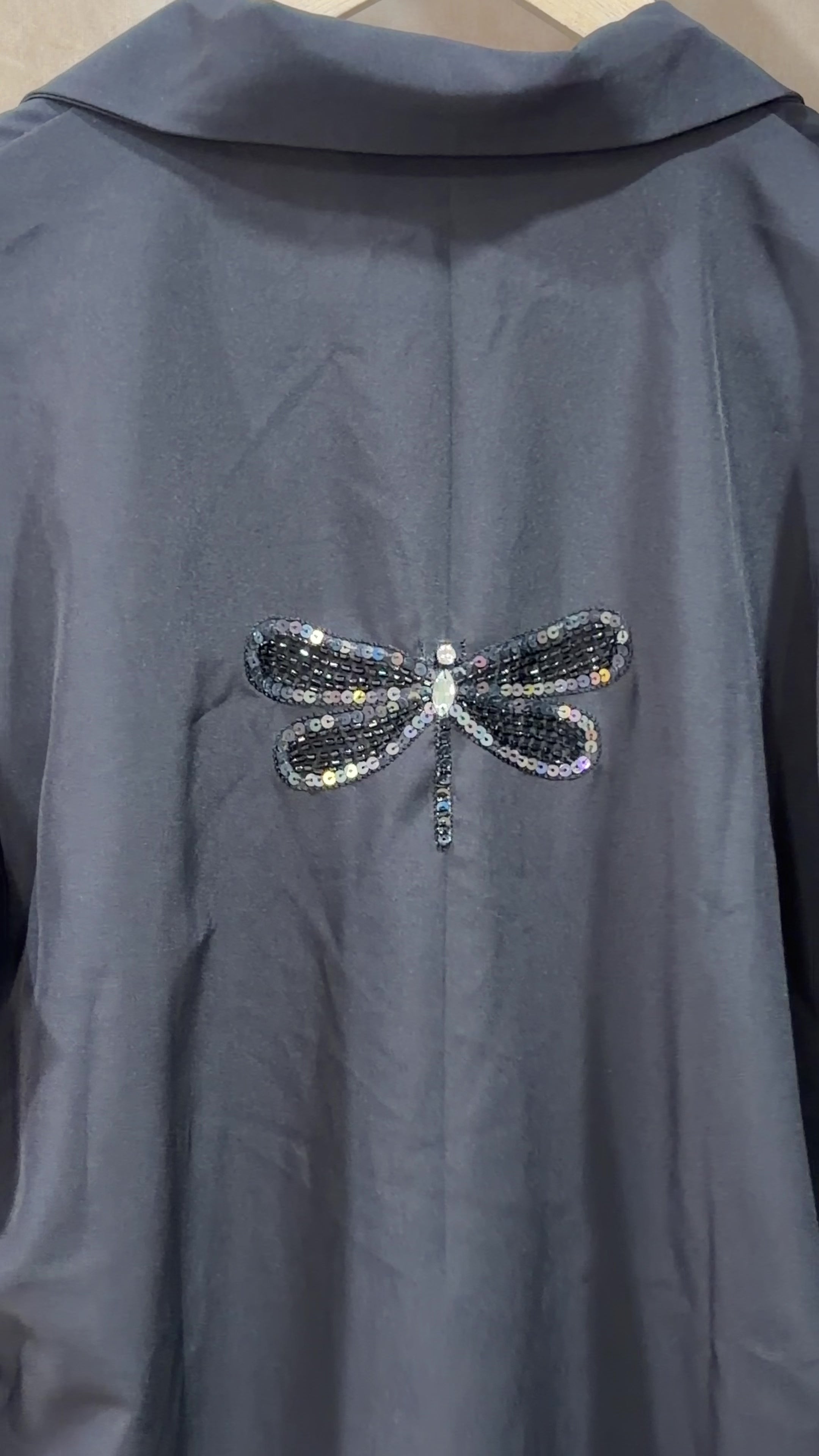 Midnight Dragonfly Black Handwork Shirt