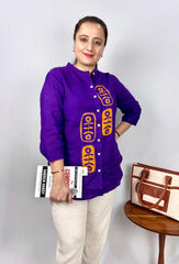purple linen shirt