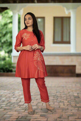 Red Kurta Pant Set
