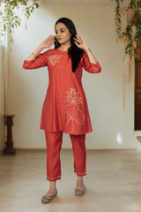 Red Kurta Pant Set