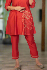 Red Kurta Pant Set