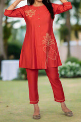 Red Kurta Pant Set