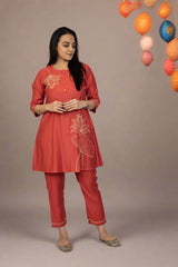 Red Kurta Pant Set