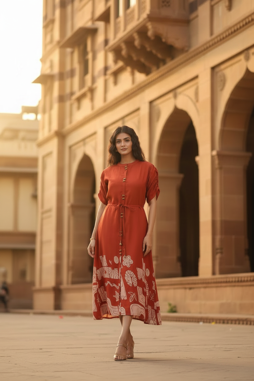 Rust Dress - Heritage Setting with Heels