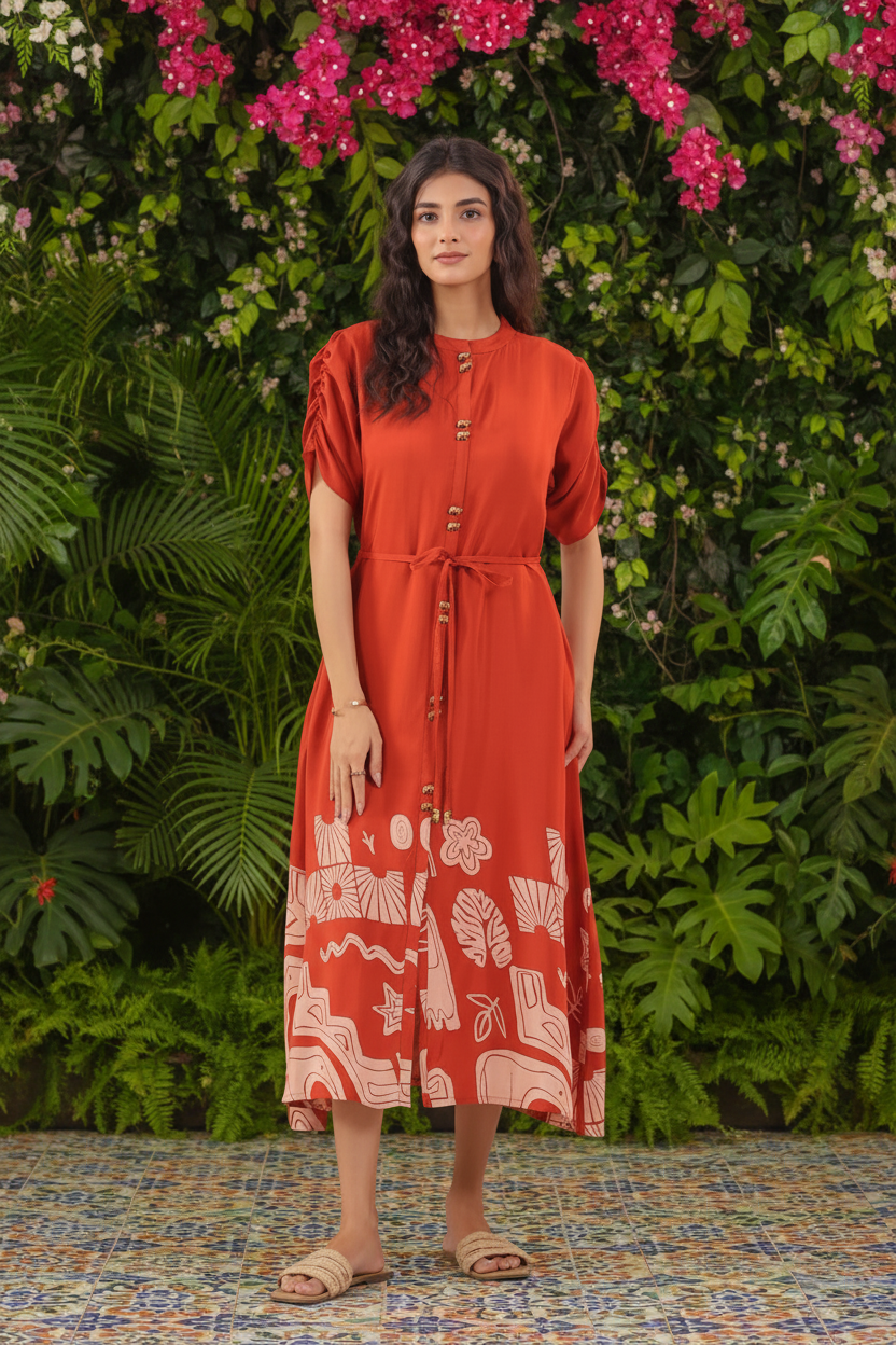 Rust Dress - Tropical Garden