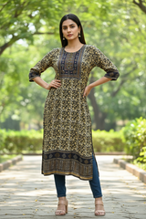 Silk Kurta with Denim - Daylight