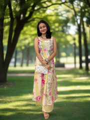 Floral Mirror Work Palazzo Set