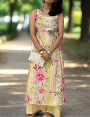 Floral Mirror Work Palazzo Set