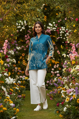Teal Tunic - Wide Leg Pants - Garden