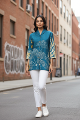 Teal Tunic with Sneakers