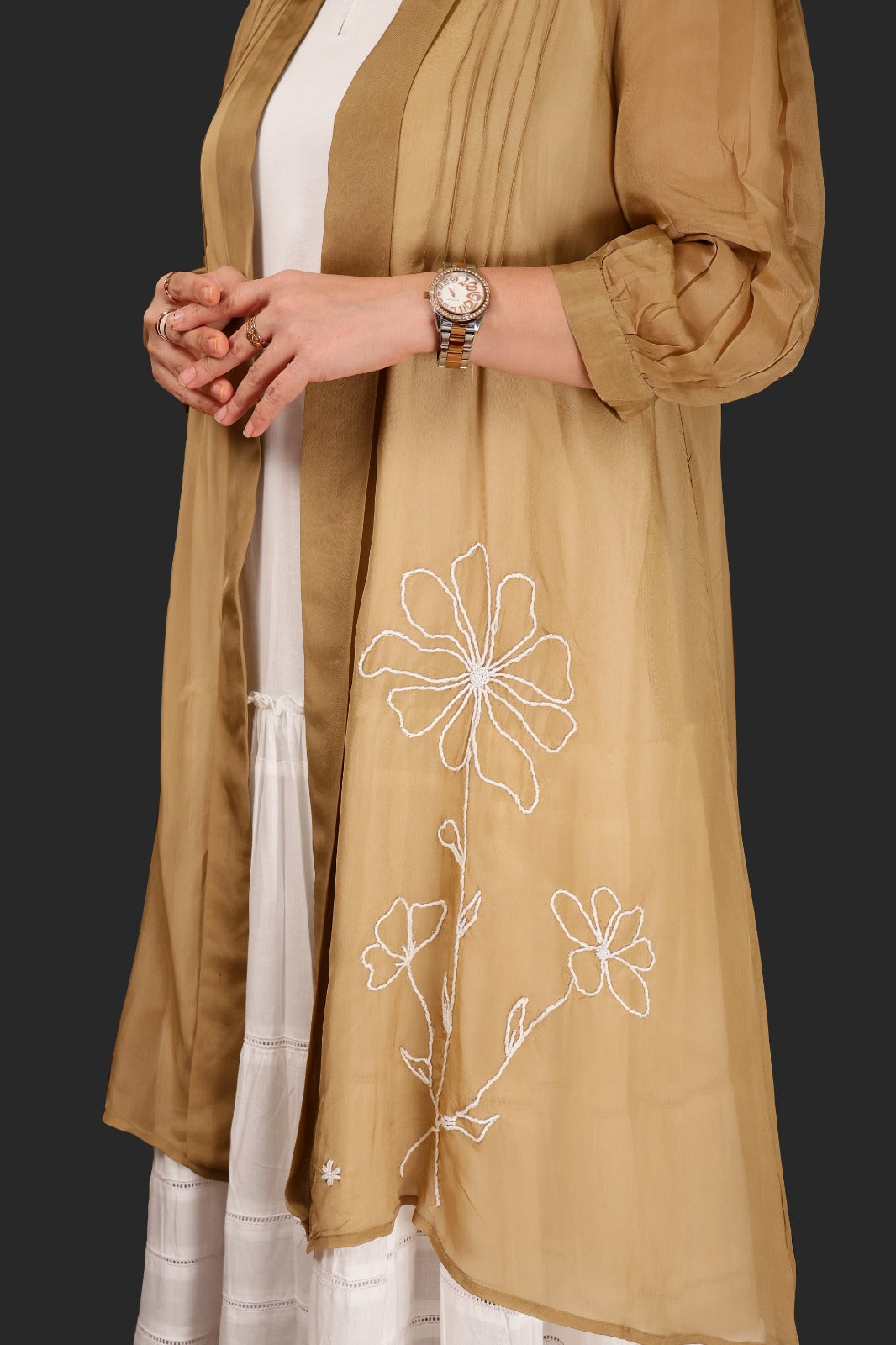 beige shrug for dresses THE GODDESS DRESS & SHRUG (BEIGE AND GOLD)
