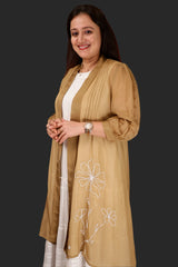 White and Beige Shrug Dress