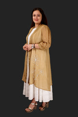 White and Beige Shrug Dress