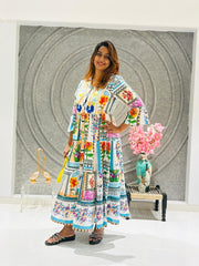 White Floral Long Maxi Dress