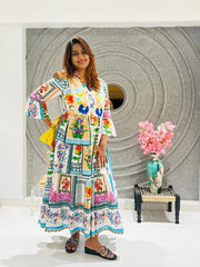 White Floral Long Maxi Dress