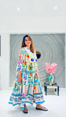 White Floral Long Maxi Dress