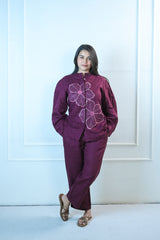 Wine Linen Co-ord Set