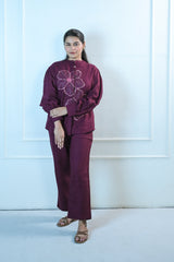 Wine Linen Co-ord Set