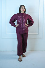 Wine Linen Co-ord Set