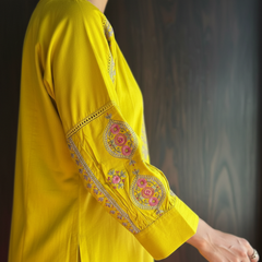 Yellow Tunic Sleeve Close-Up