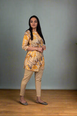 Yellow and Grey Kurta Pant Set