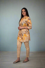 Yellow and Grey Kurta Pant Set