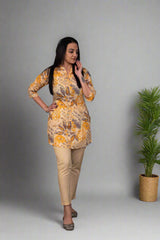 Yellow and Grey Kurta Pant Set