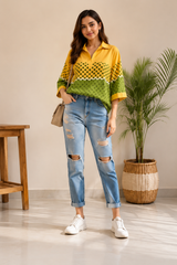 Yellow Polka Dot Tunic Top
