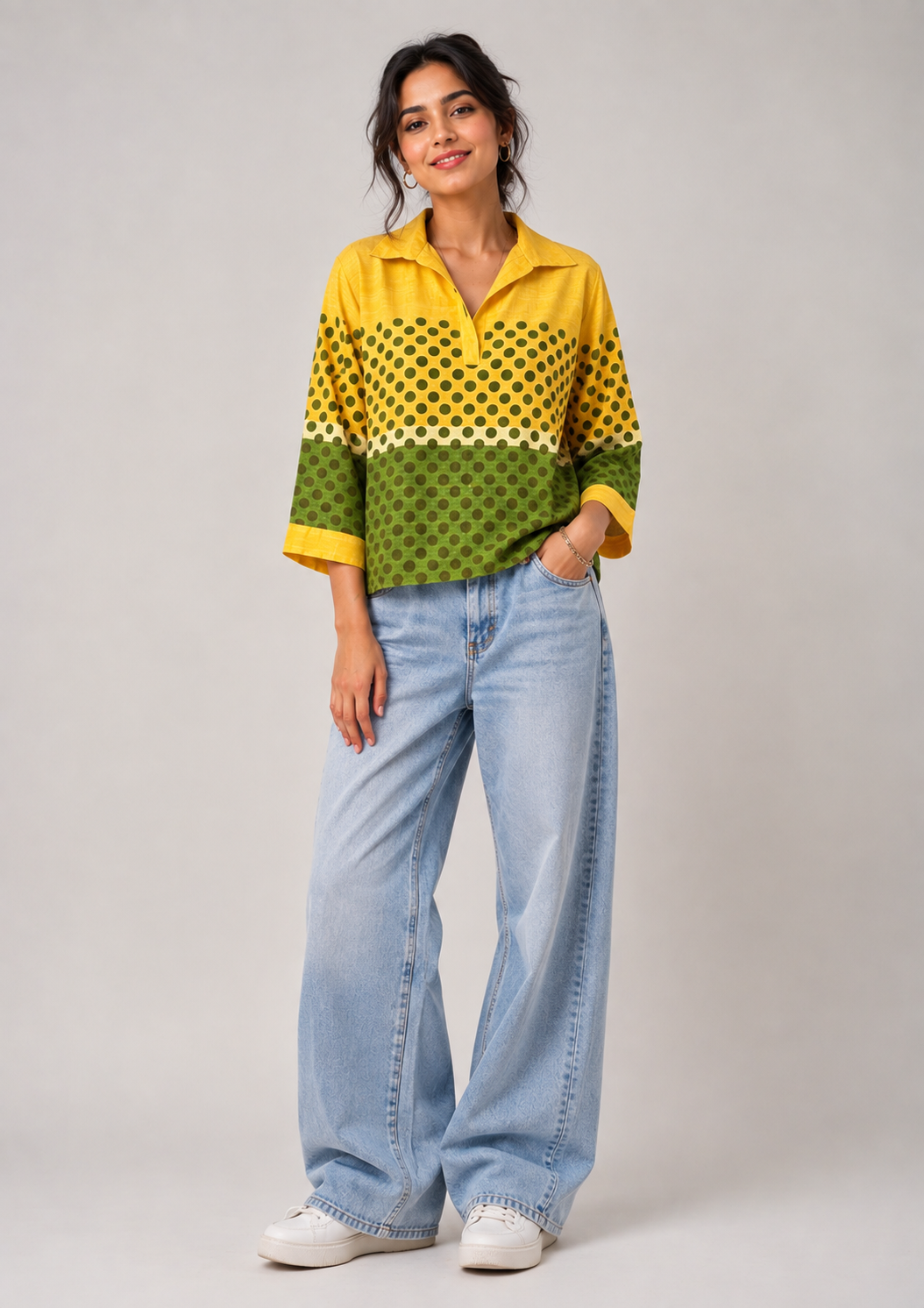 Yellow Polka Dot Tunic Top