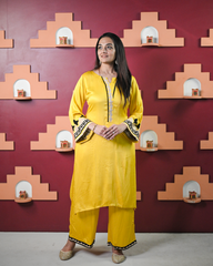 Mustard Aari Kurta Set